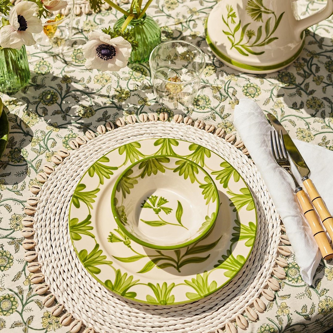 Green Petals tafelkleed van Maison Margaux. Fotografie: Maison Margaux