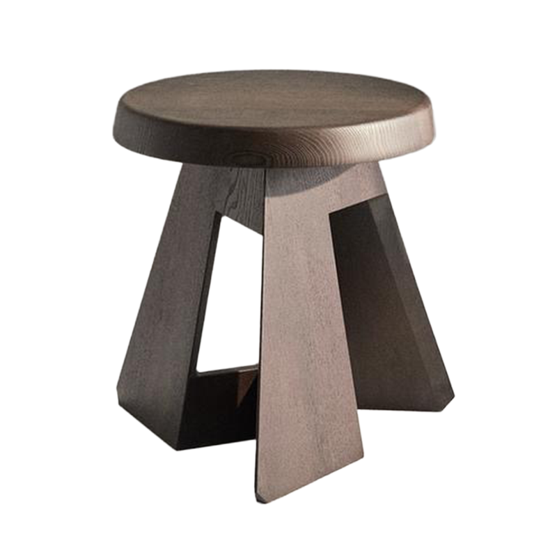 Essenhouten krukje Stool 03 ontworpen door Vincent van Duysen voor Zara Home, in donker gebeitste afwerking.