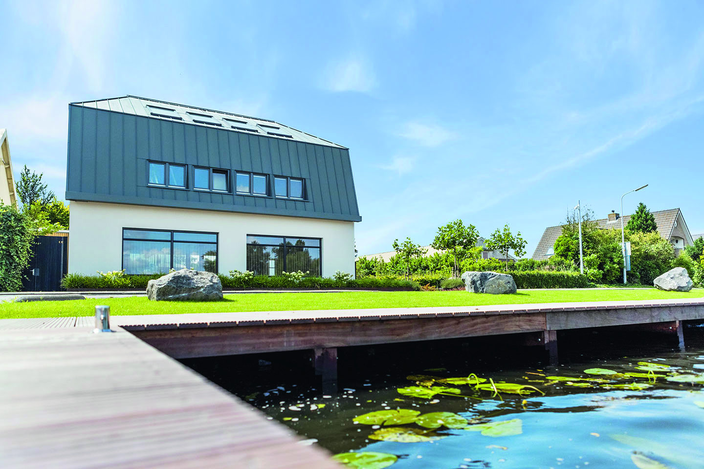 Landelijk wonen aan het water. In de Nieuwe Meer is het uitstekend zwemmen.