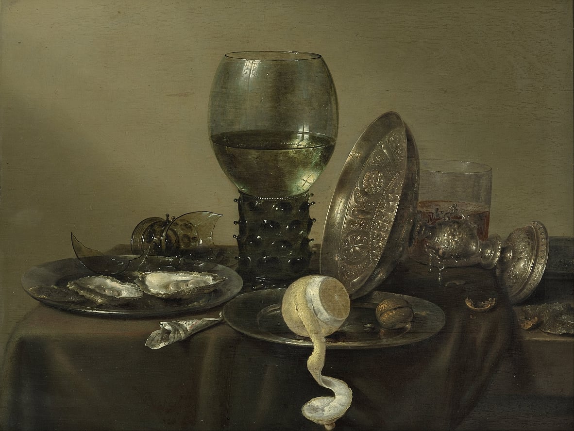 Willem Claesz. Heda. Still Life with Oysters, a Rummer, a Lemon and a Silver Bowl 1634. Museum Boijmans Van Beuningen.