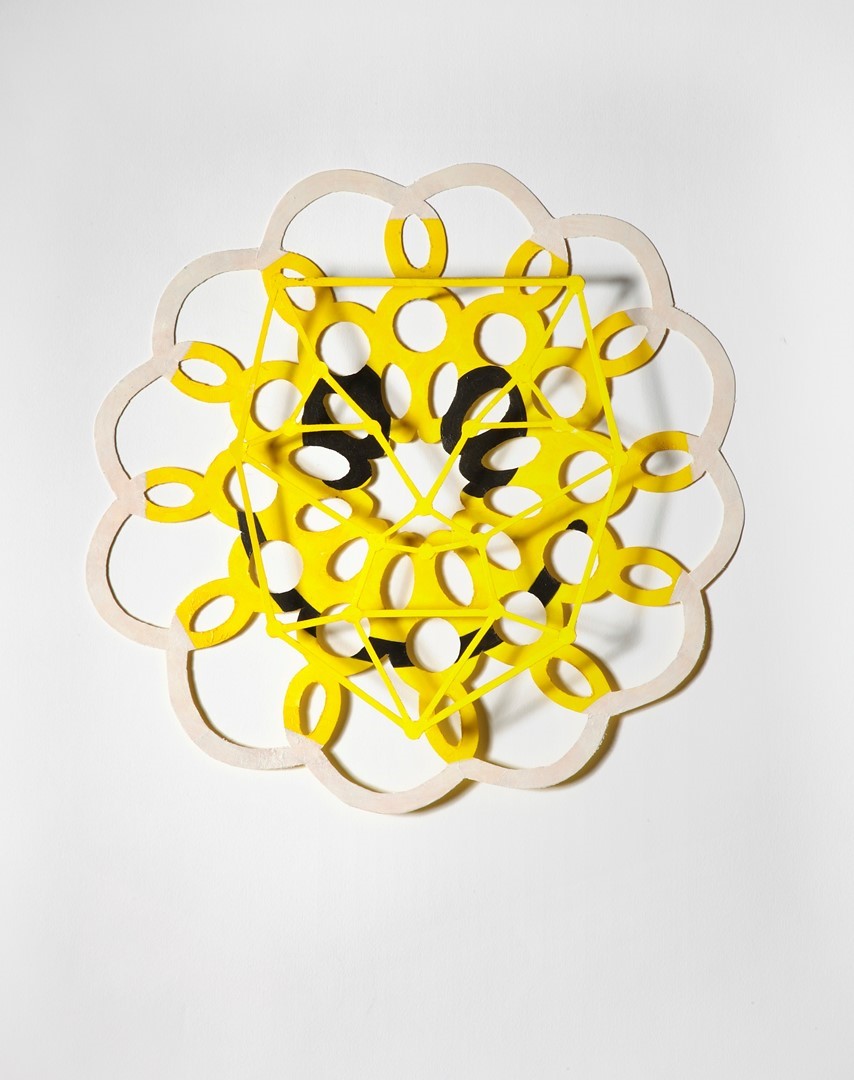 Collage Face recognition LV, Jelle Kampen, paper, oil, paint, wood, 35x40 cm, 2018. 