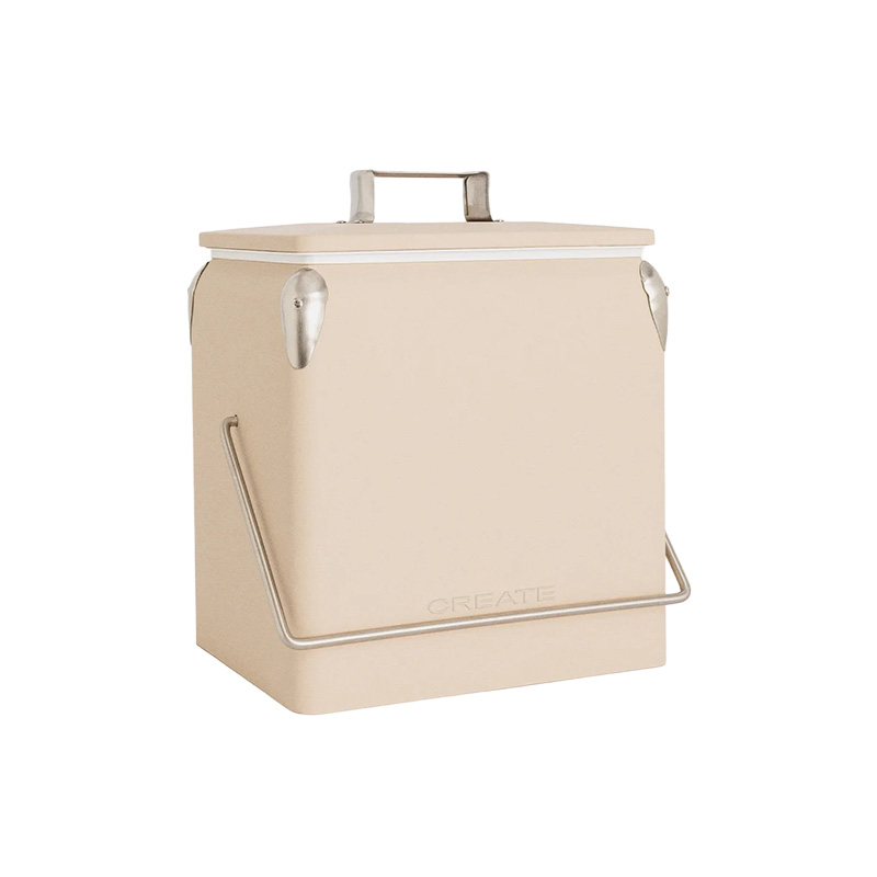 Create retro koelbox in zandkleur met geïntegreerde flessenopener