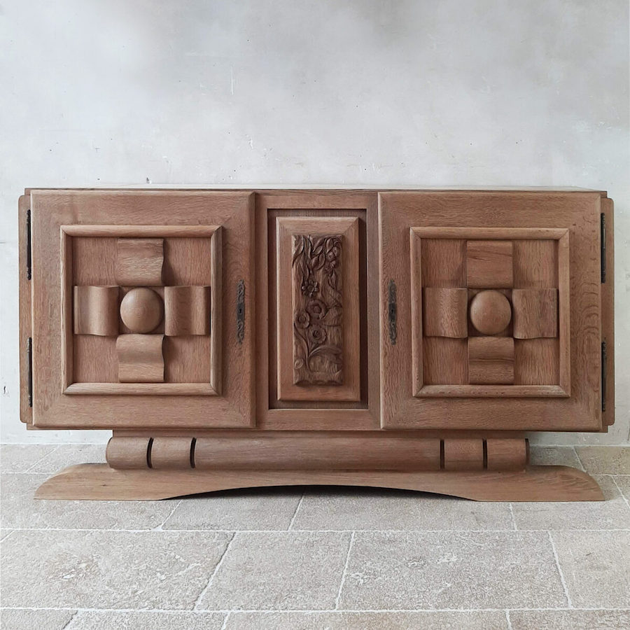 CHARLES DUDOUYT VINTAGE DESIGN DRESSOIR IN GELOOGD EIKEN