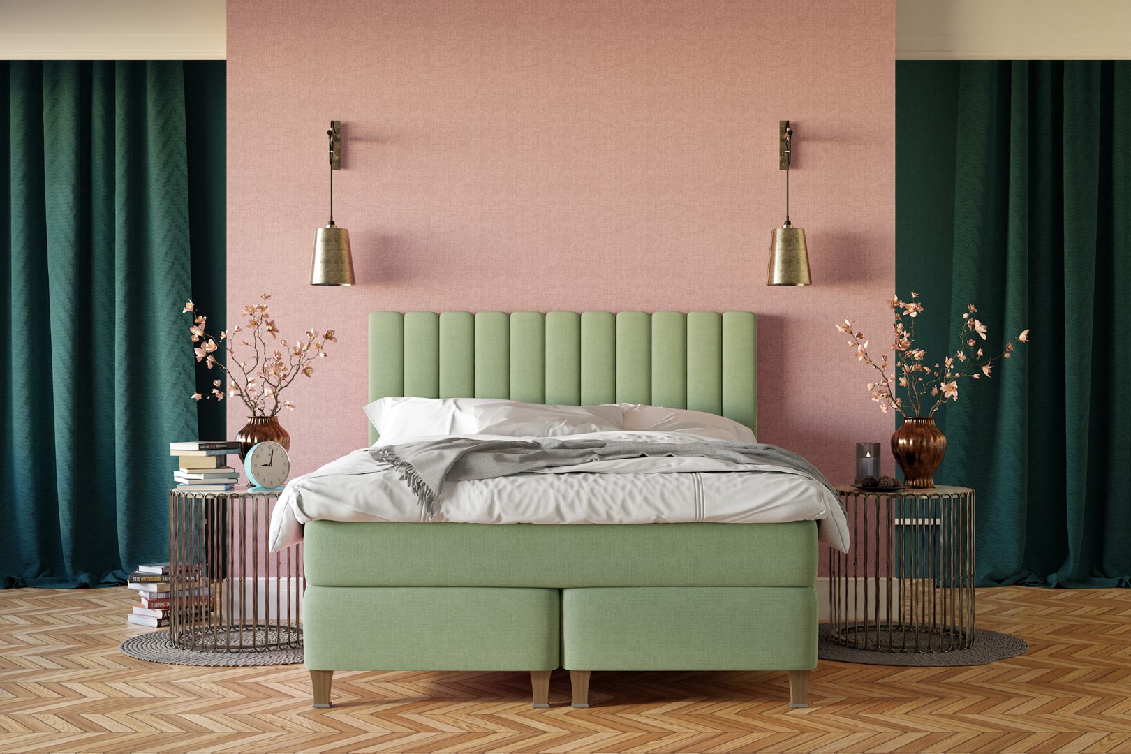 Eco Luxury met hoofdbord 'smooth' en bedpoot 'oak met aluminium'. Fotografie: Ecolife Beds