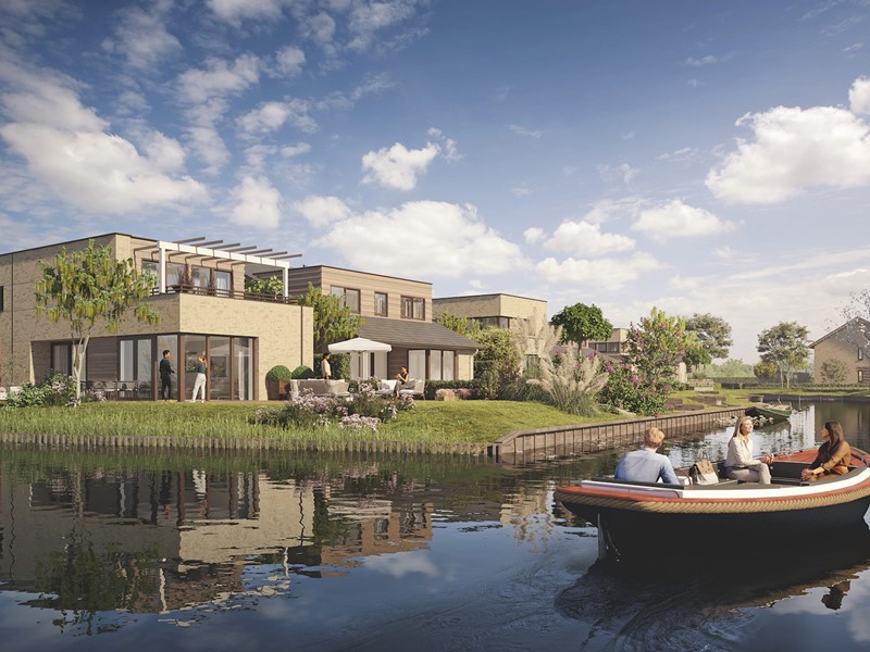 Veel woningen in dit unieke project liggen direct aan het water.