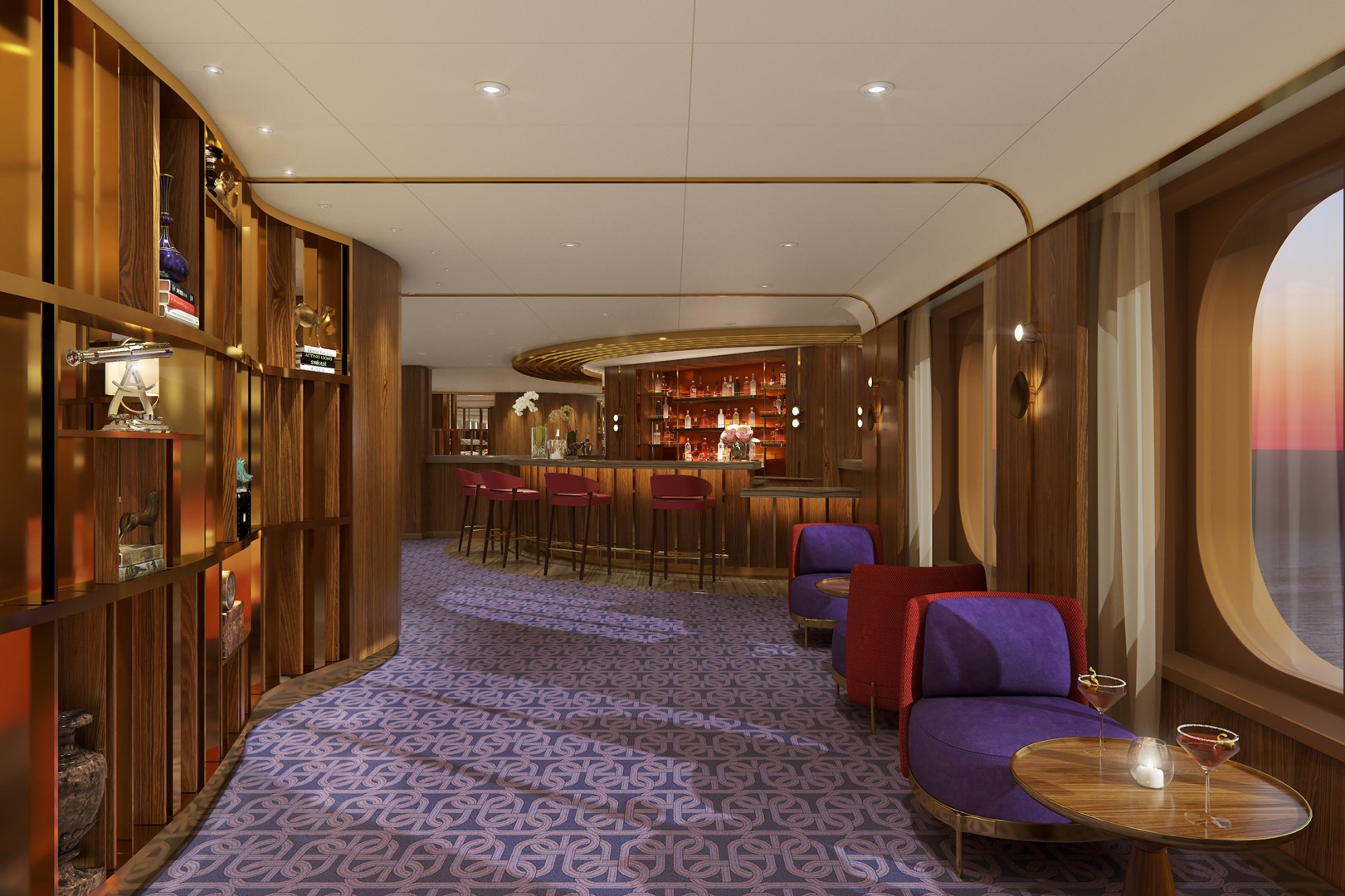 Een ruimte in het nieuwe schip van Holland America Line. 