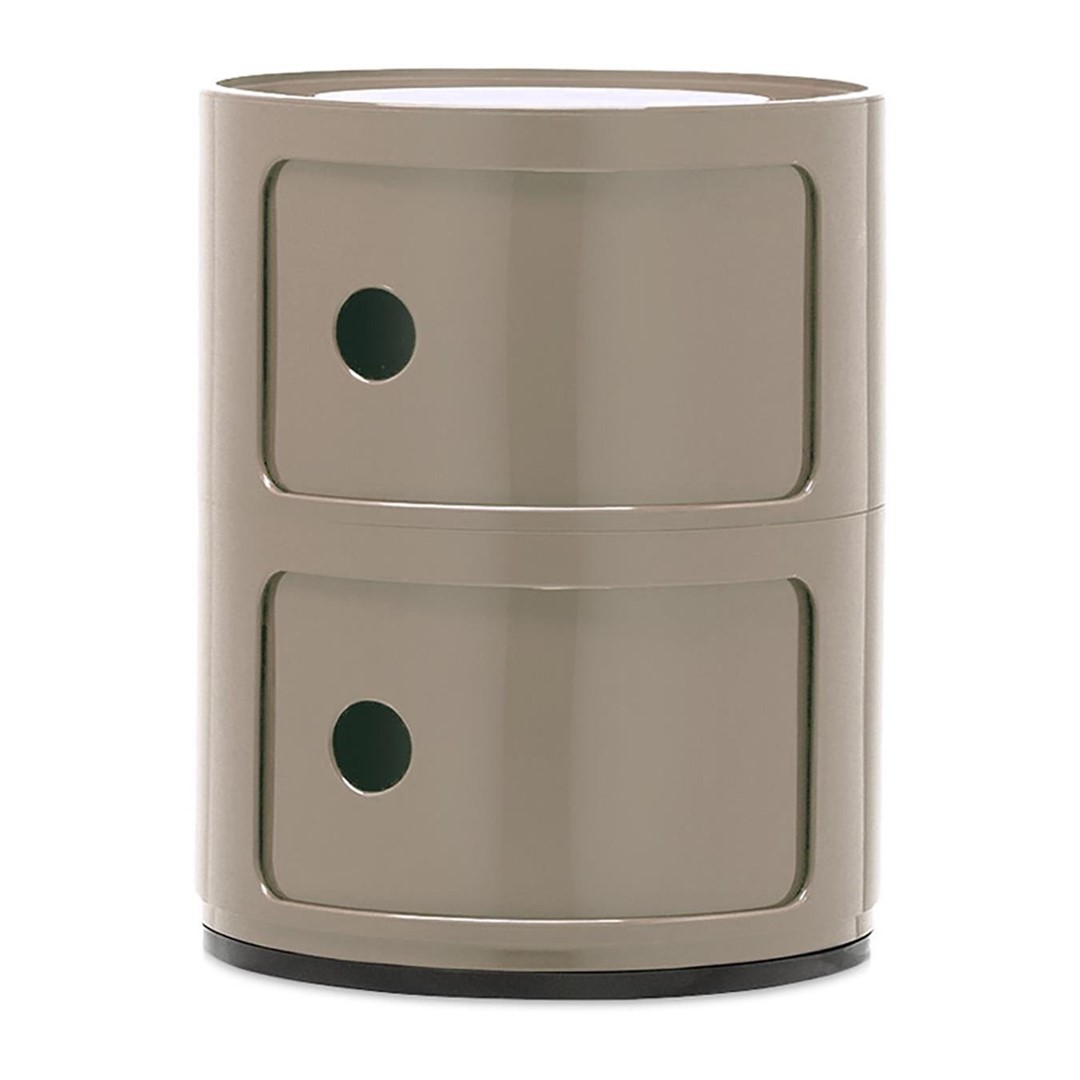 Kartell Componibili kast in duifgrijs met twee lades en schuifdeuren, ontwerp van Anna Castelli Ferrieri.