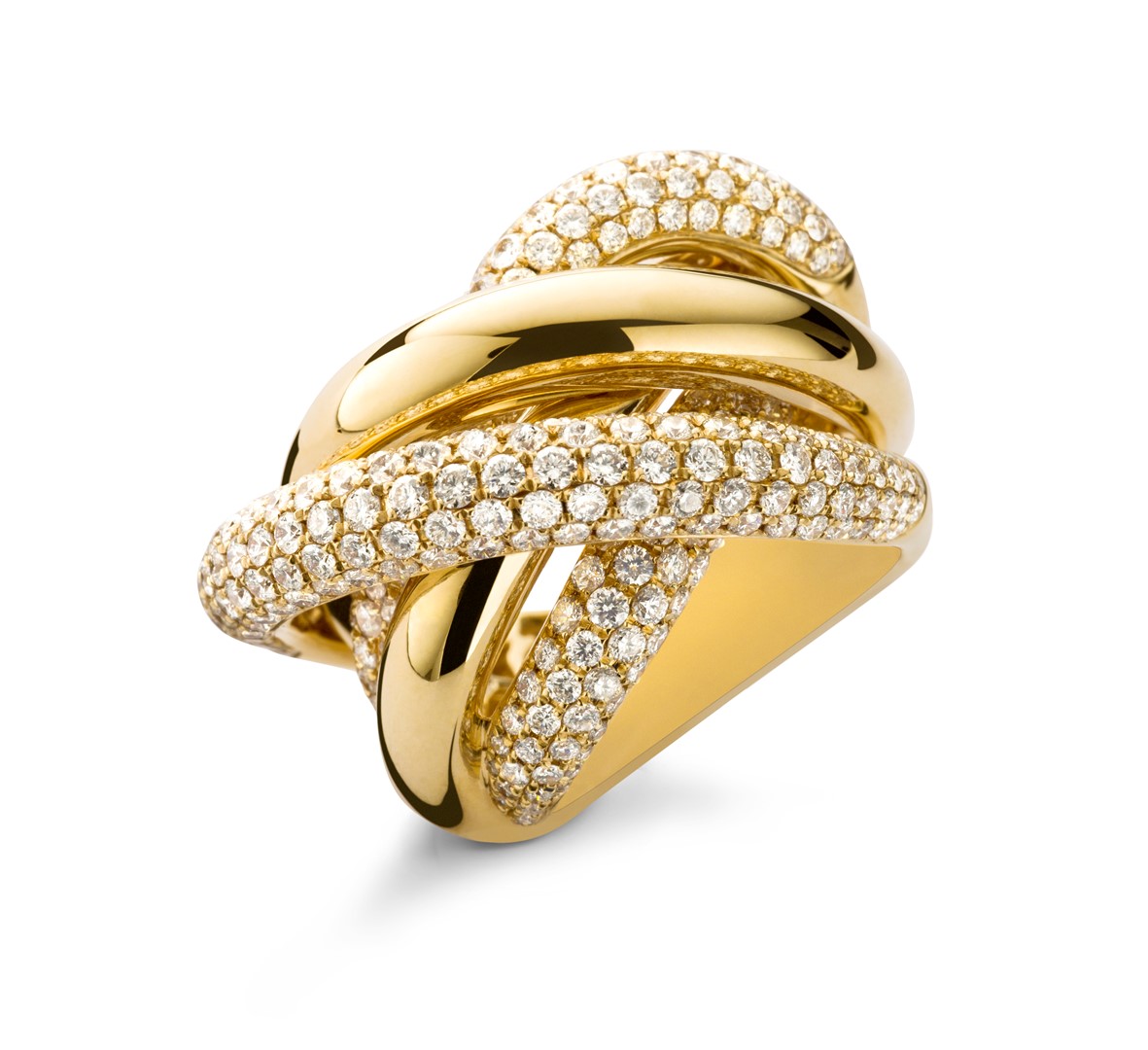 Diamonds ring in geelgoud.